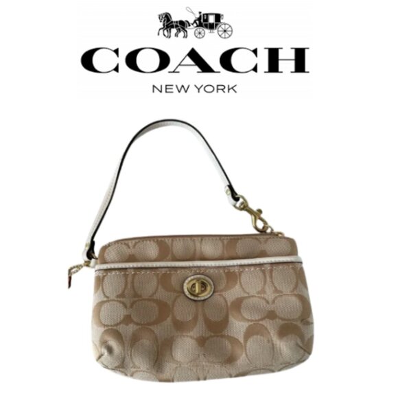 Coach Beige Park Signature Wristlet - Picture 1 of 6